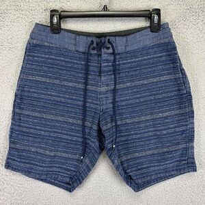 Vissla Sweat Shorts‎ Men Small Blue Striped Drawstring Running Pocket Activewear